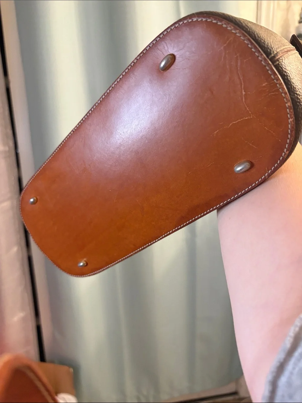 Celine Brown Monogram Messenger Bag with Tan Leather Trim